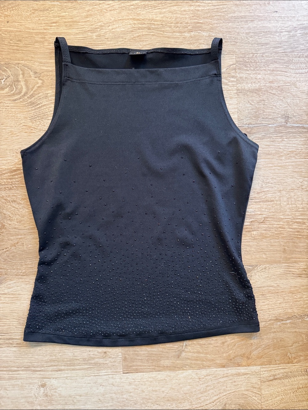 Black Sleeveless Tank Top with Subtle Stud Detailing